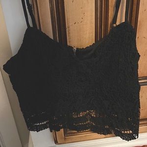 Black Lace Crop Top